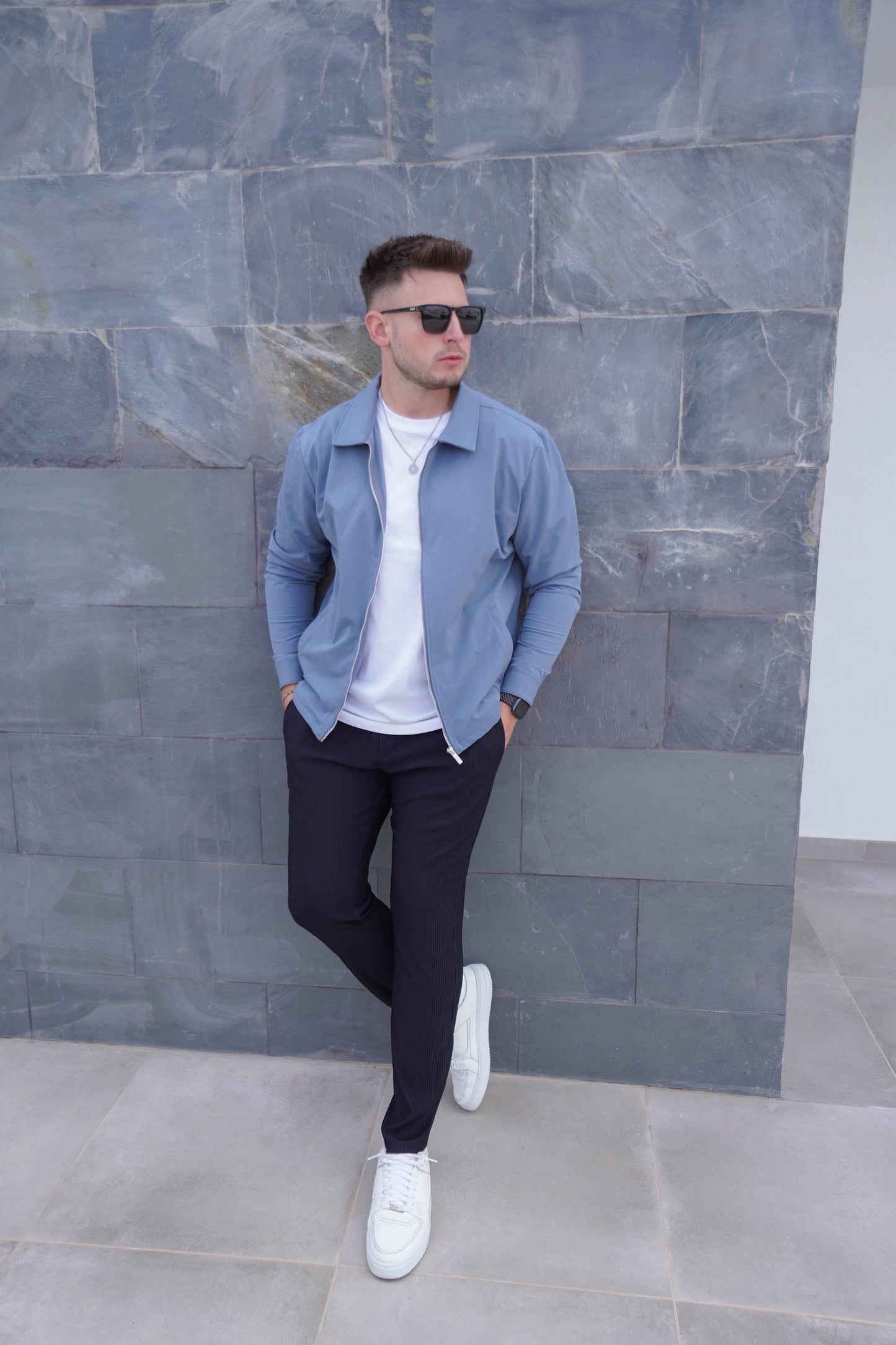 Smart Stretch Jacket In Slate Blue