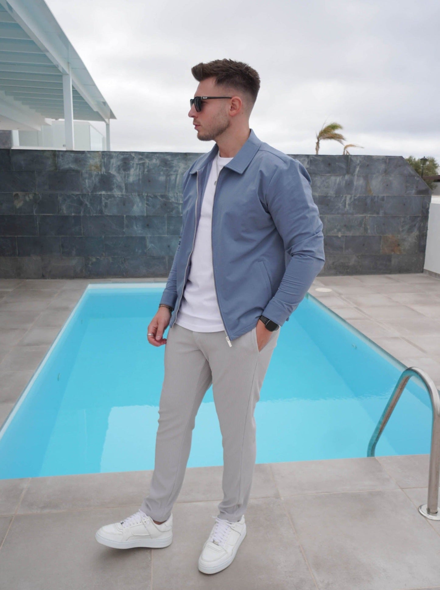 Smart Stretch Jacket In Slate Blue