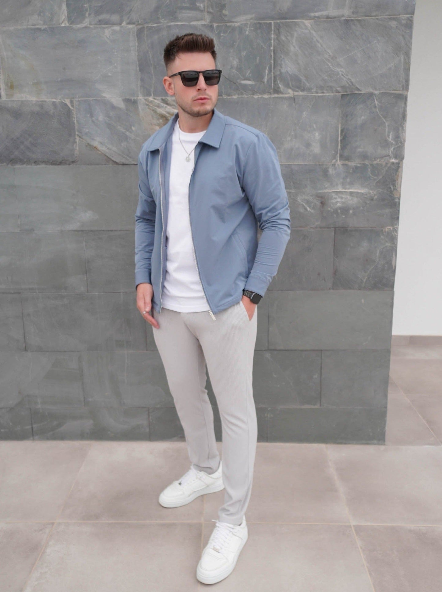 Smart Stretch Jacket In Slate Blue
