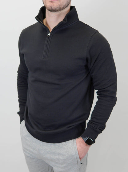 Essential Quarter Zip Sweatshirt In Black