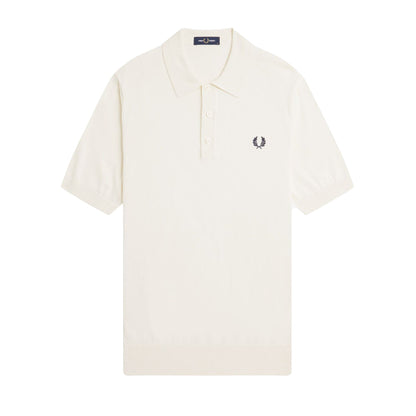 Fred Perry Cotton Knitted Polo Shirt Ecru
