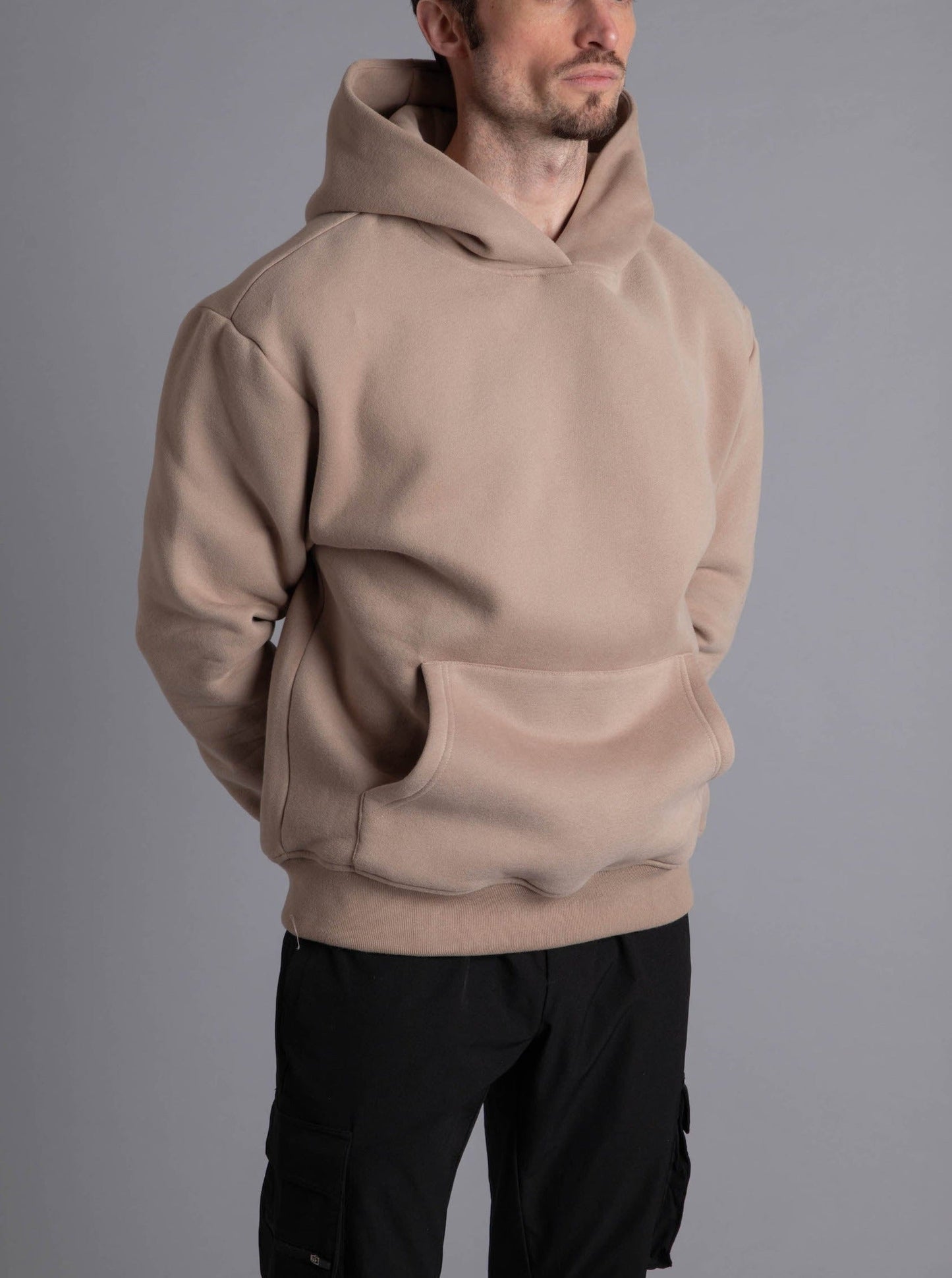 Premium Relaxed Hoodie In Beige