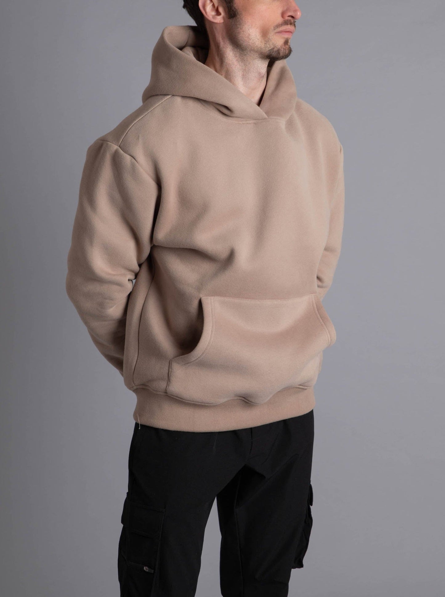 Premium Relaxed Hoodie In Beige