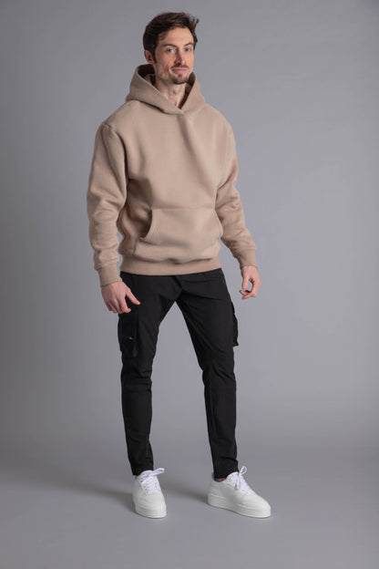 Premium Relaxed Hoodie In Beige