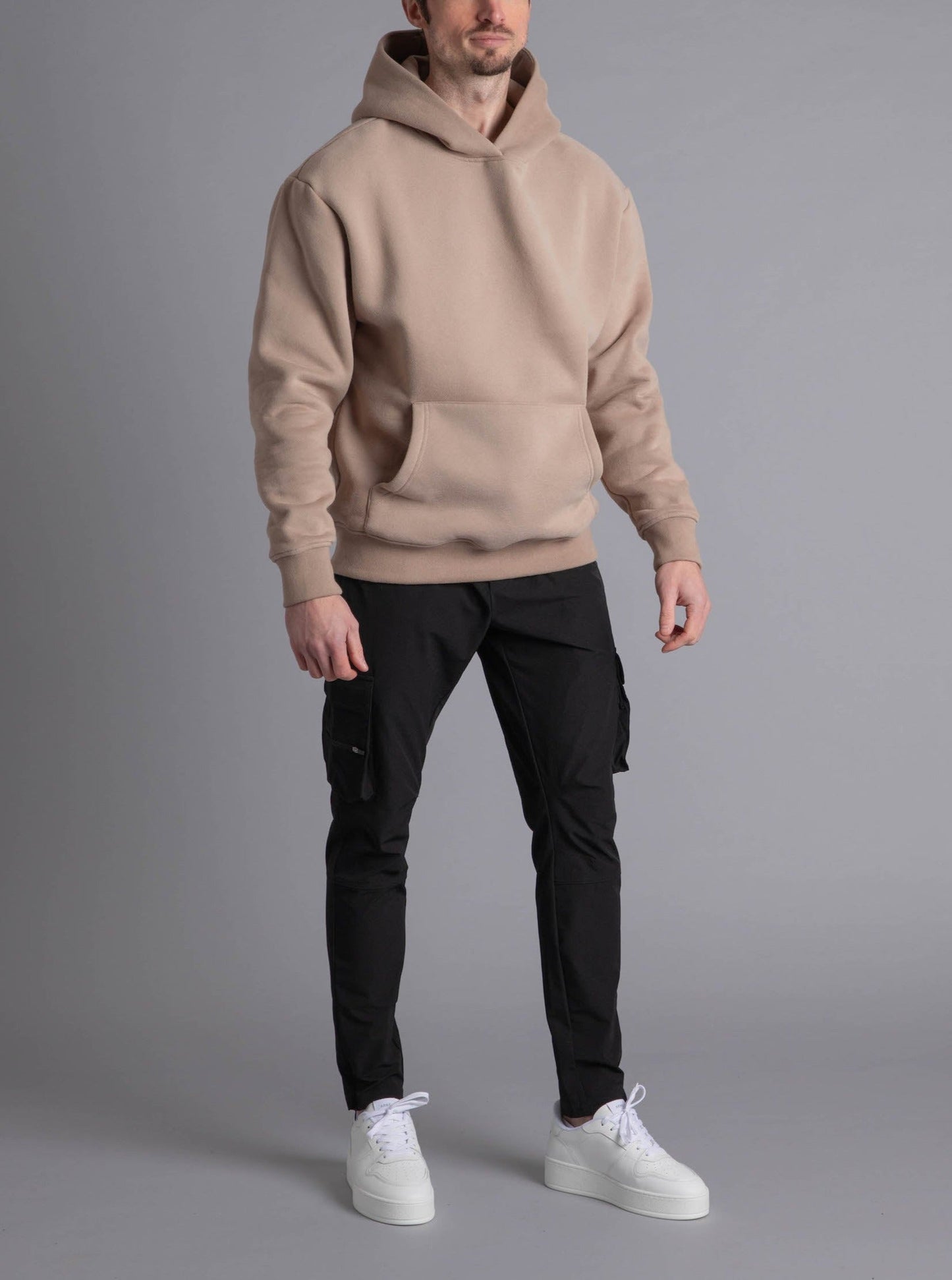 Premium Relaxed Hoodie In Beige