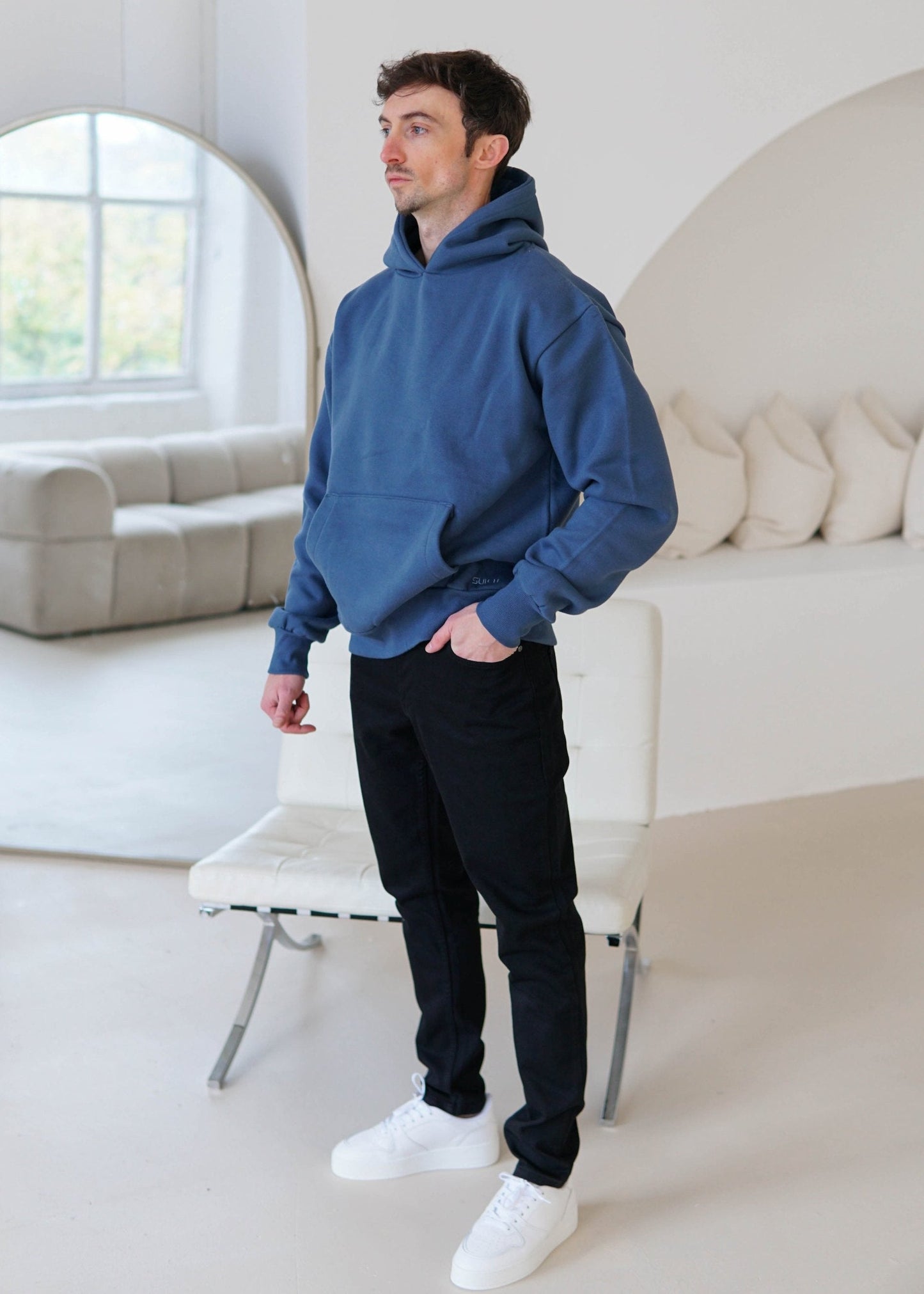 Premium Relaxed Hoodie In Teal Blue