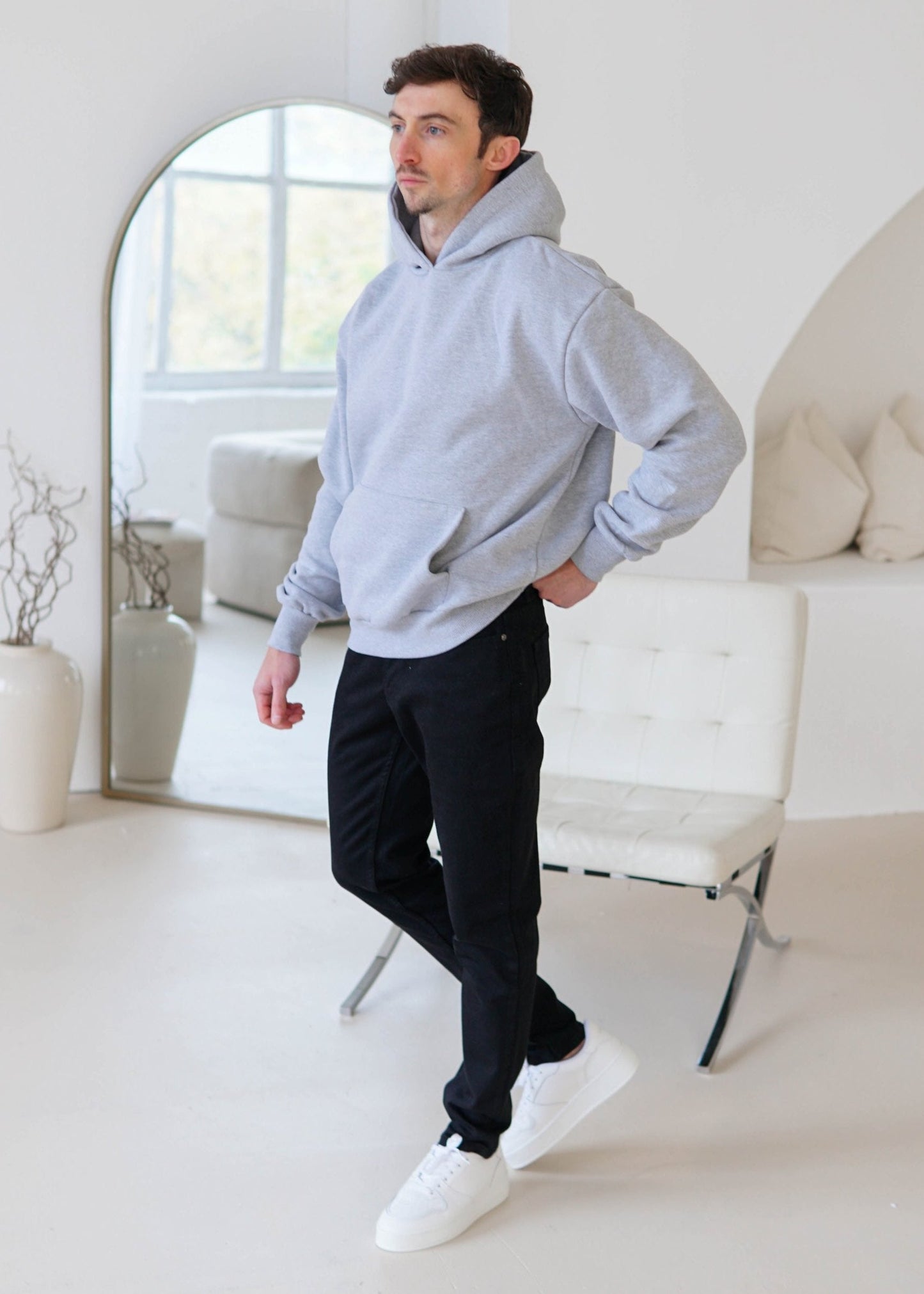Premium Relaxed Hoodie In Heather Grey