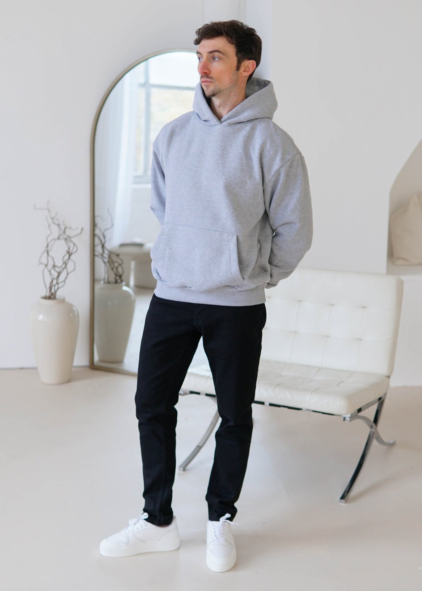 Premium Relaxed Hoodie In Heather Grey