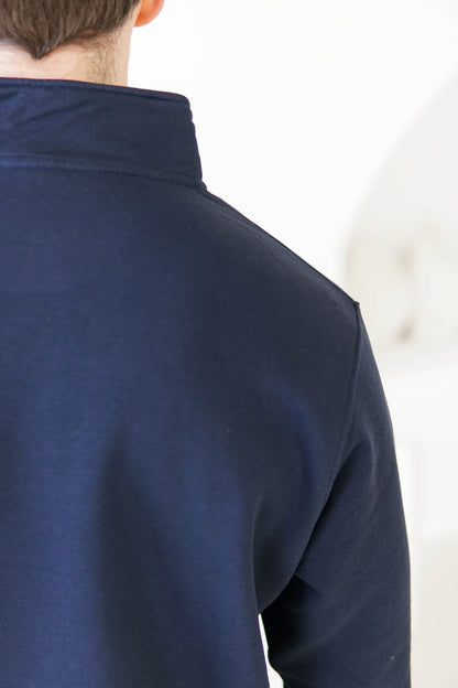 Essential Quarter Zip Sweatshirt In Navy Blue