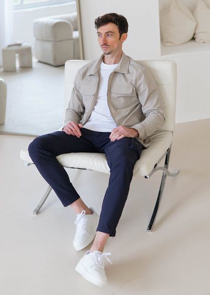 Tech Stretch Cargo Jacket In Stone