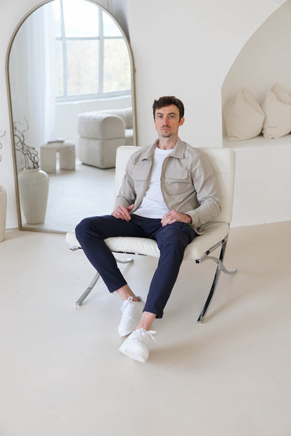 Tech Stretch Cargo Jacket In Stone