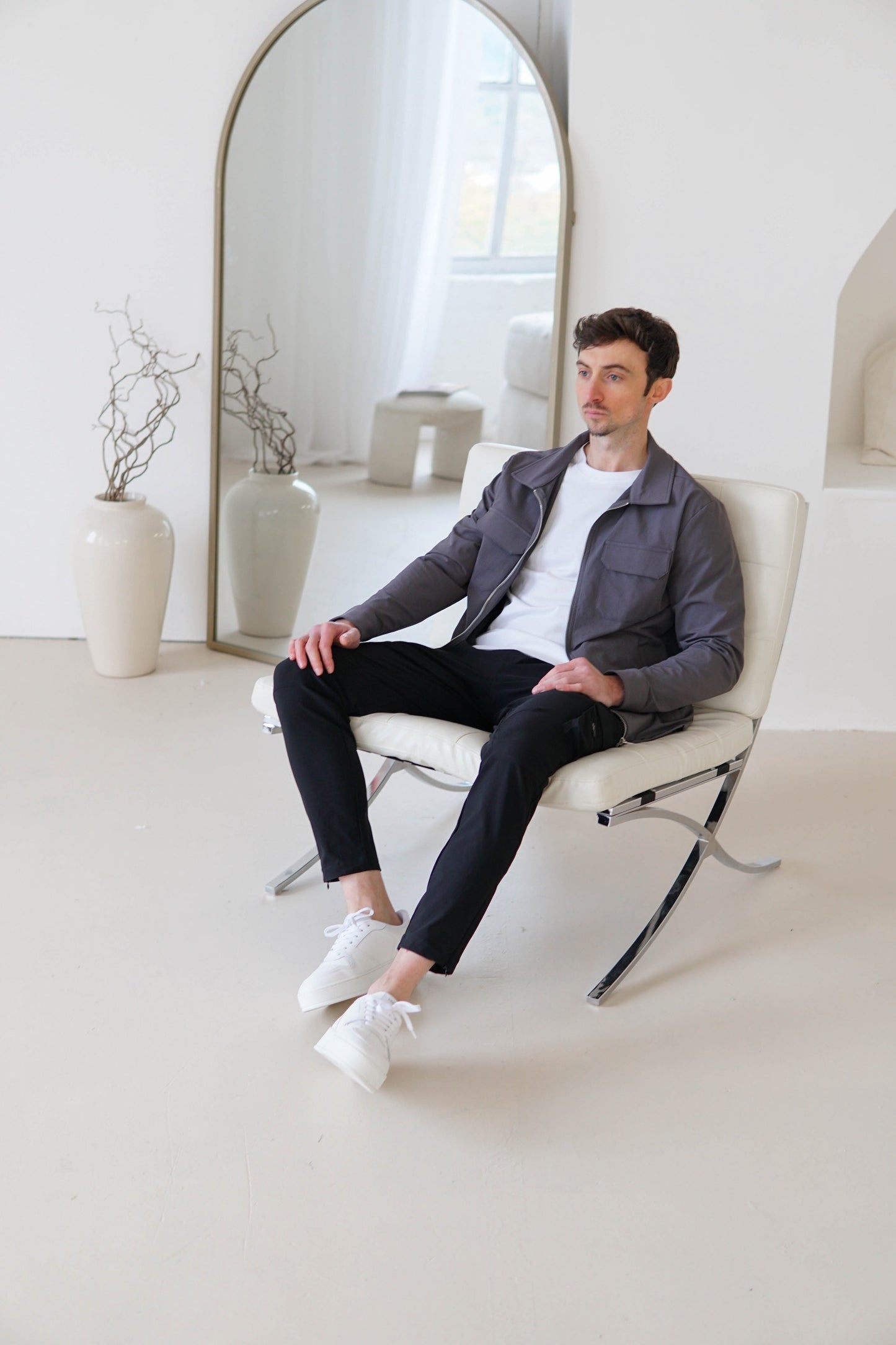 Tech Stretch Cargo Jacket In Charcoal