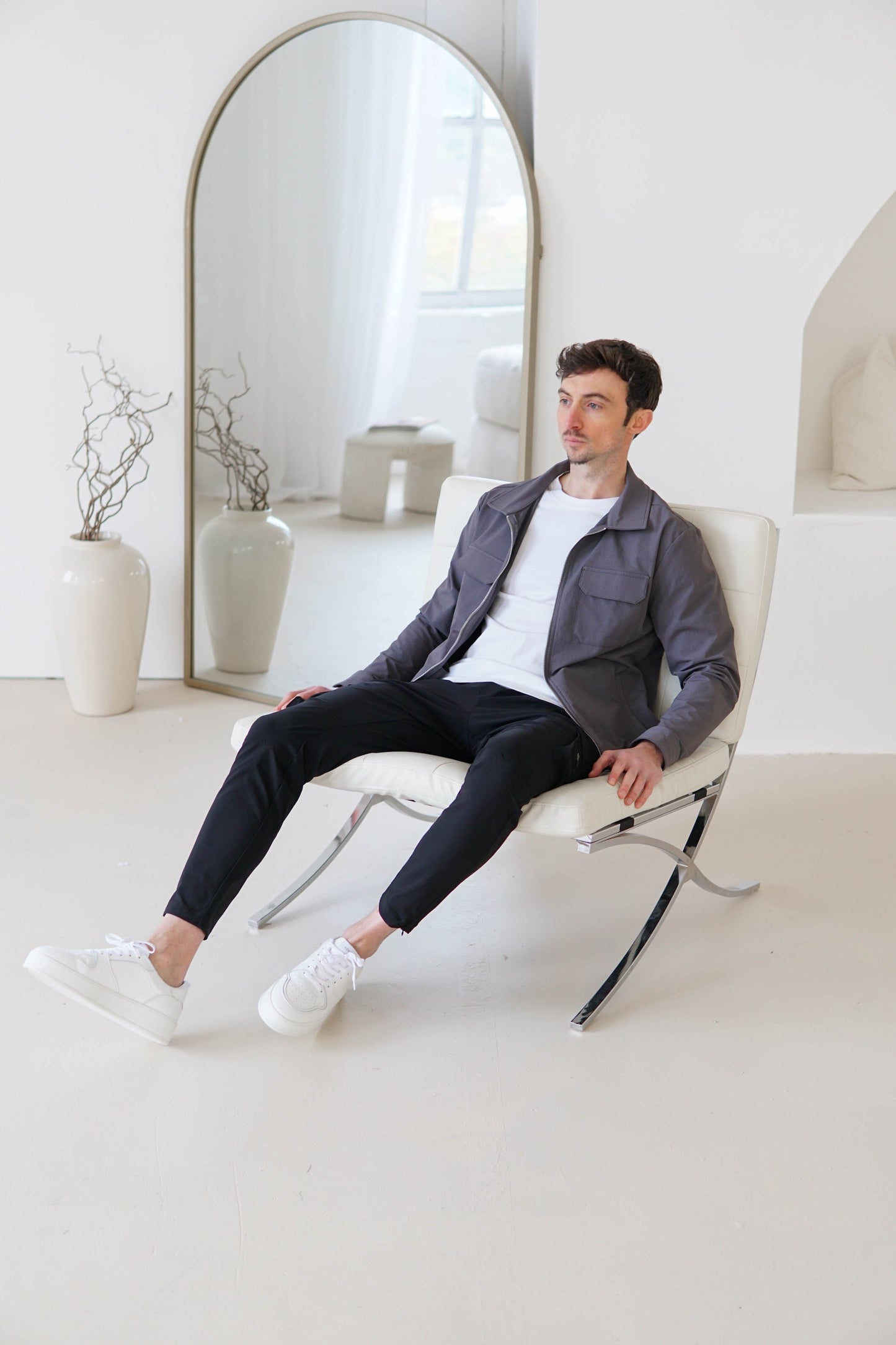 Tech Stretch Cargo Jacket In Charcoal