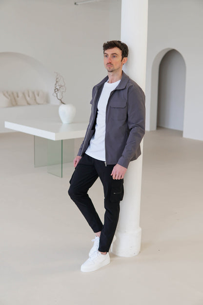 Tech Stretch Cargo Jacket In Charcoal