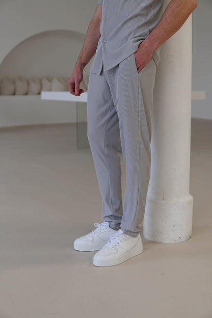 Ribbed Trouser In Light Grey