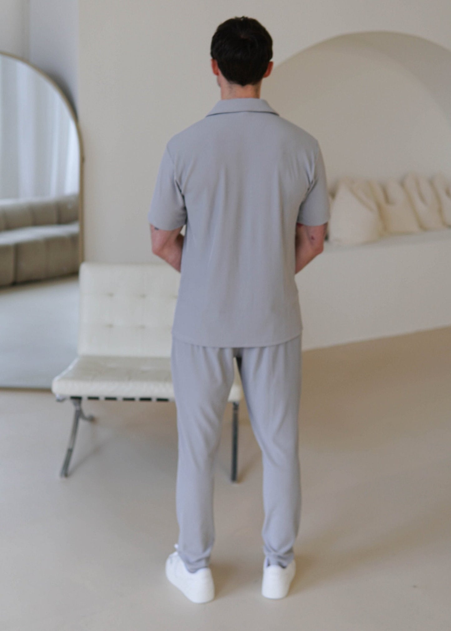 Ribbed Shirt In Light Grey