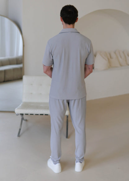 Ribbed Shirt In Light Grey