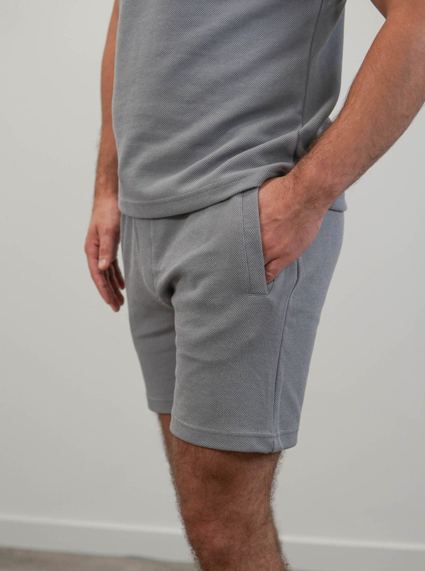 Textured Shorts In Mid Grey