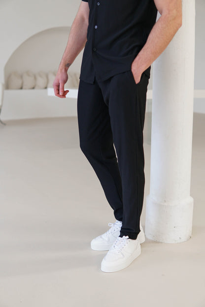 Ribbed Trouser In Black