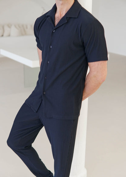 Ribbed Shirt In Navy