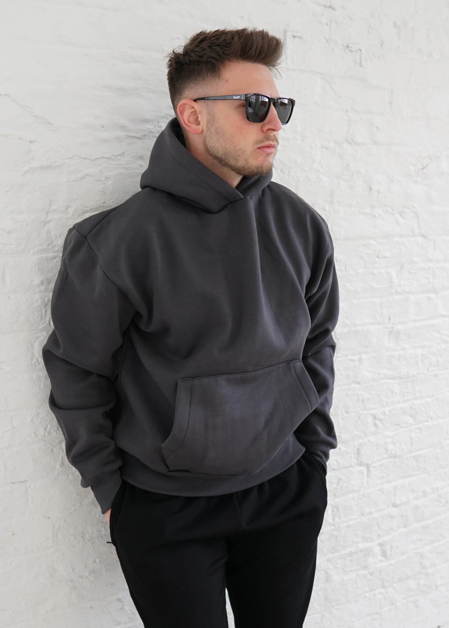 Premium Relaxed Hoodie In Dark Grey