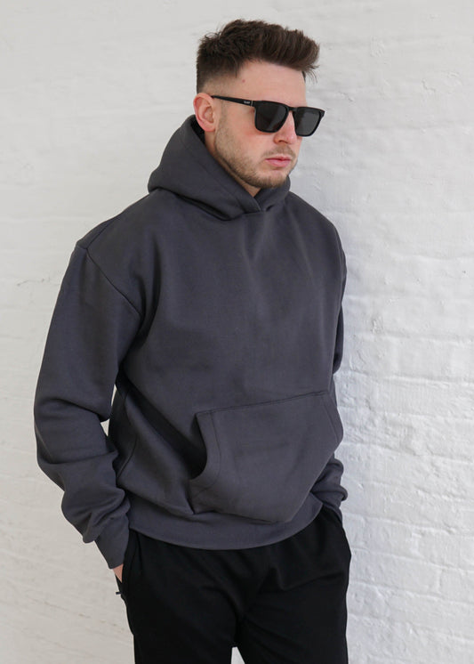 Premium Relaxed Hoodie In Dark Grey