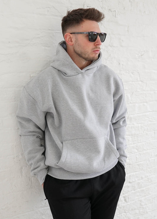 Premium Relaxed Hoodie In Heather Grey