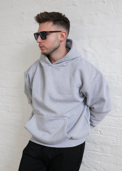 Premium Relaxed Hoodie In Heather Grey