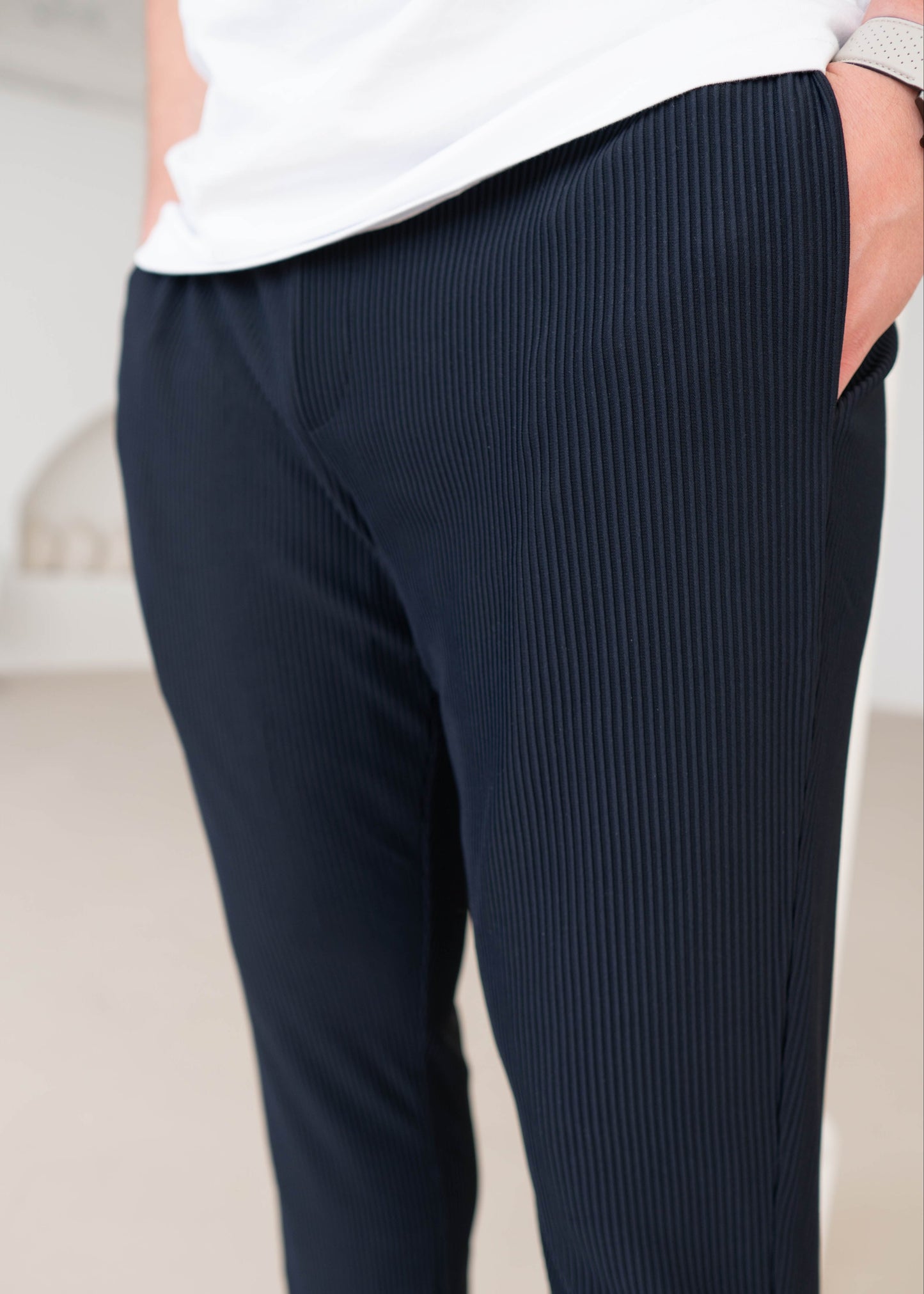 Ribbed Trouser In Navy