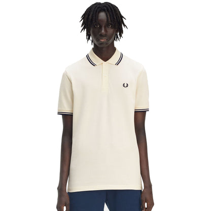 Fred Perry Twin Tipped Polo Shirt Ecru/Tennis Blue