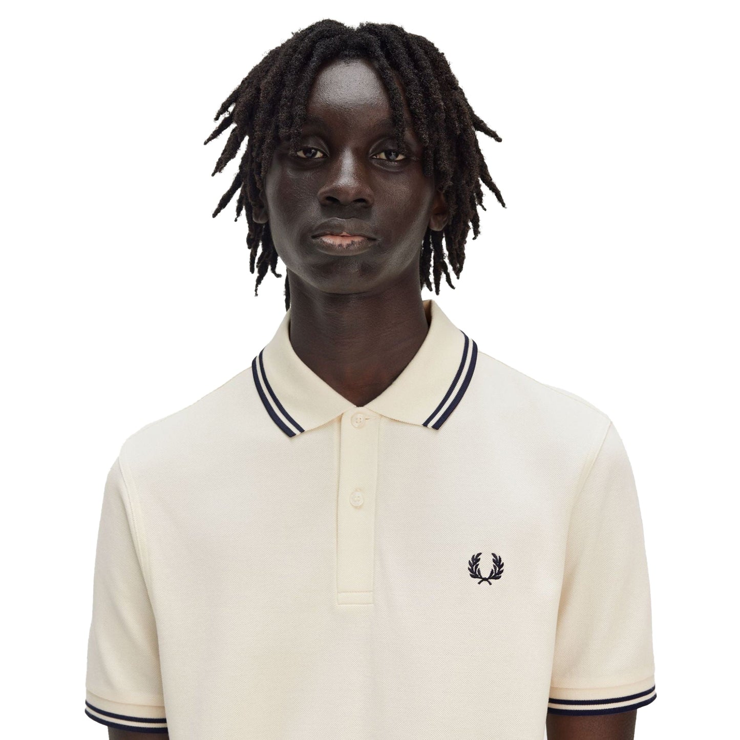 Fred Perry Twin Tipped Polo Shirt Ecru/Tennis Blue