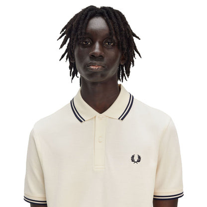 Fred Perry Twin Tipped Polo Shirt Ecru/Tennis Blue